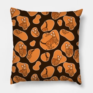 Leopard Print Bengal Cat - Black Pillow