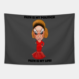 Divine Inspired Illustration Pink Flamingos Filth is My Life Tapestry