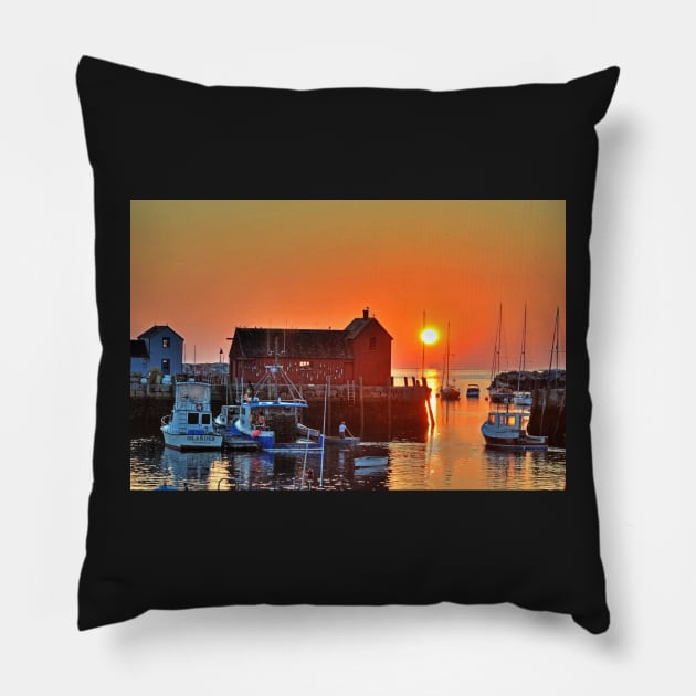 The sun rising by motif number 1 in Rockport MA Pillow by WayneOxfordPh