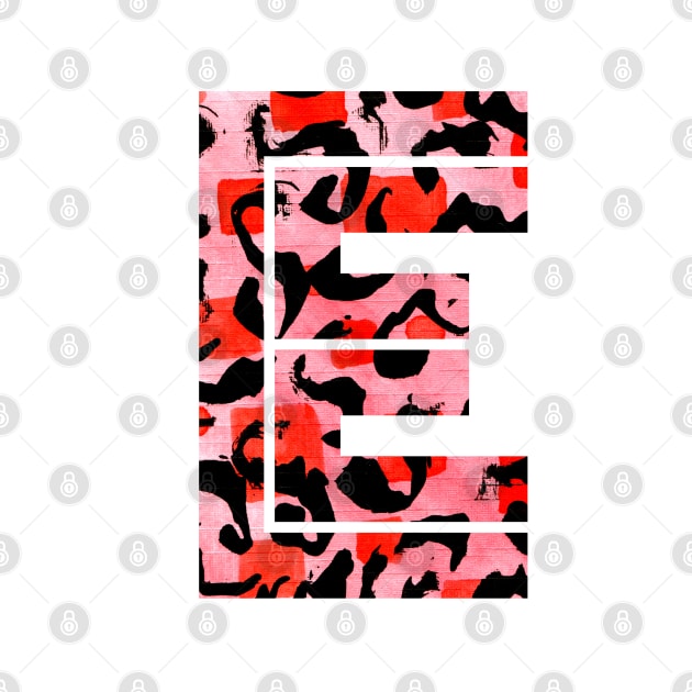 Abstract Letter E Watercolour Leopard Print Alphabet Red by Squeeb Creative