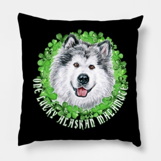 One Lucky Alaskan Malamute Funny St. Patrick Dog Pillow