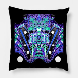 alien mictlan monster astronaut in hell underworld ecopop art Pillow