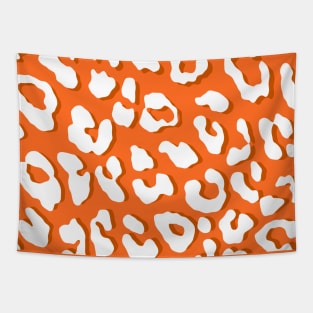 White Leopard Print Orange Tapestry