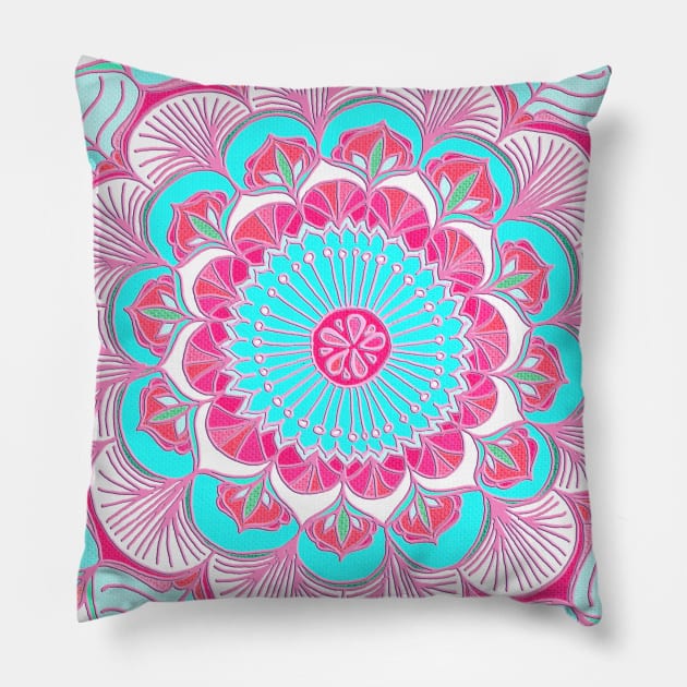 Tropical Doodle Flower Pillow by micklyn