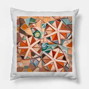 Starfish and Shells Mosaic Pillow