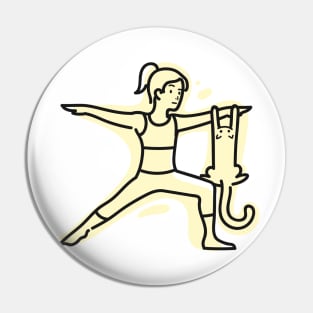 Yoga Warrior Pose Cat Cute Sticker Pin
