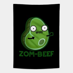 Zom-beef Cute Halloween Zombie Meat Pun Tapestry