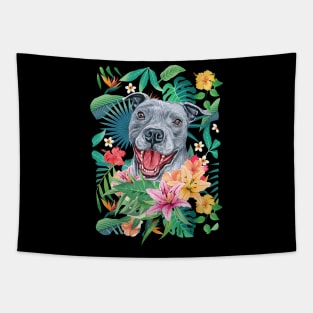 Tropical Blue Pit Bull Pitbull Tapestry