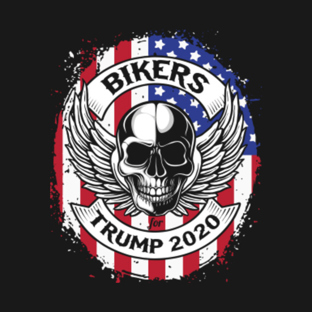Bikers for Trump 2020 Motorcycle Skull Wings Flag T-Shirt ...