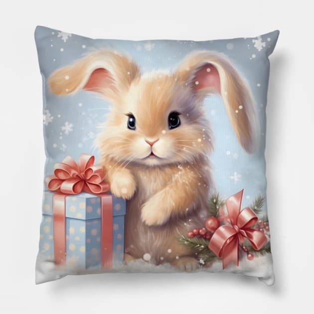 Ginger bunny Christmas gifts Pillow by beangeerie