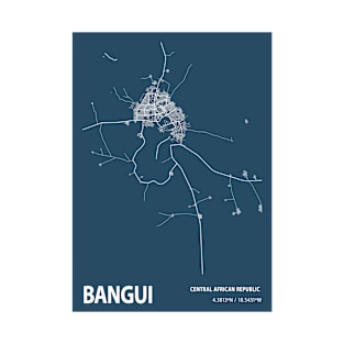 Bangui Blueprint Street Map, Bangui Colour Map Prints T-Shirt