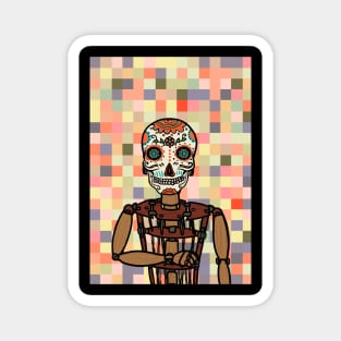 Puppet Master's Pixel Art - Mexican Character with Painted Eyes and Wood Pixel Item Magnet