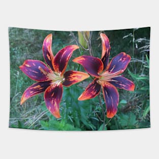 Twin Dramatic Lilies Tapestry