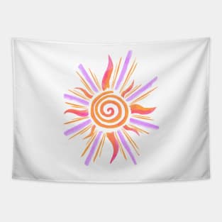 Watercolor Sunshine - Orange & Lavender Tapestry