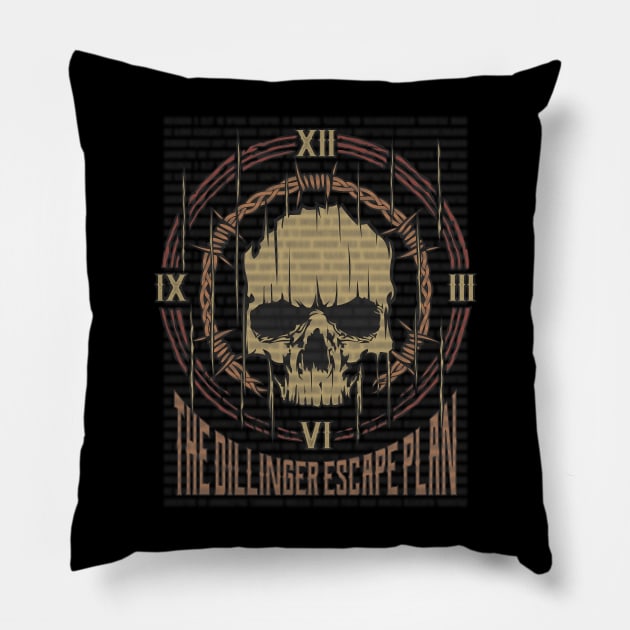 The Dillinger Escape Plan Vintage Skull Pillow by darksaturday