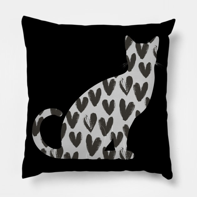 Black Heart Cat | gifts for cat lovers Pillow by DesignsbyZazz