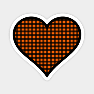 Orange and Black Gingham Heart Magnet