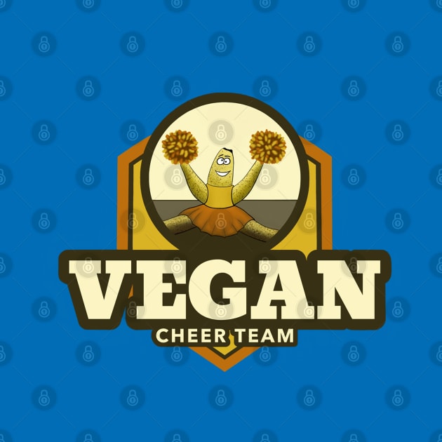 Vegan Cheer Team  – funny banana cartoon character by Crystal Raymond