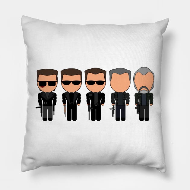 The Terminator Through the Ages - "Vector-Eds" Pillow by TwistedKoala