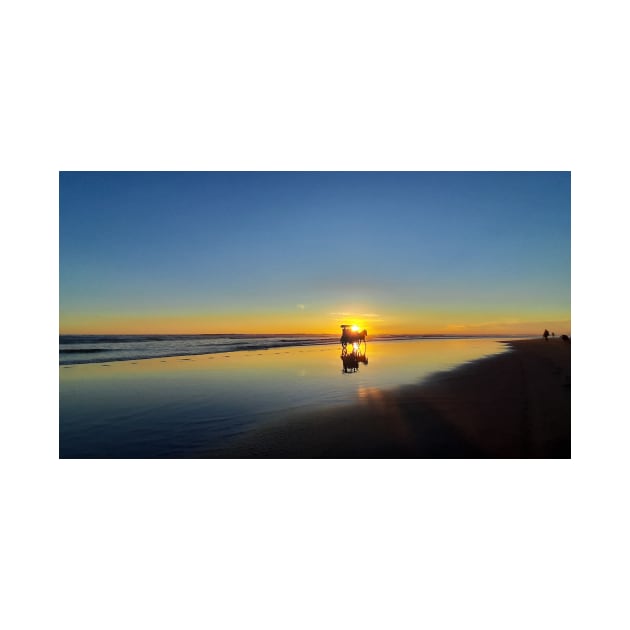 A silhouetted horse-drawn carriage on Parangtritis beach at sunset 4 by kall3bu