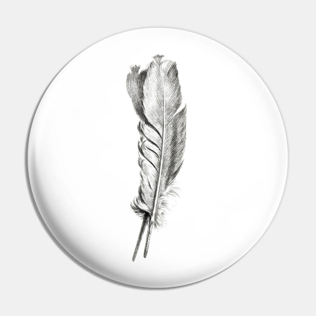 Black White Feather Pin by thecolddots