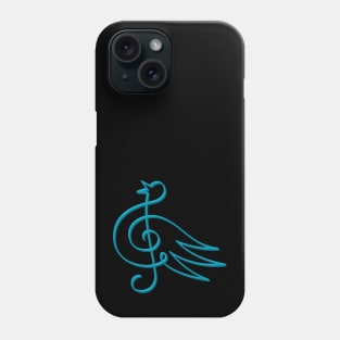 Cyan Treble Clef Bird Phone Case