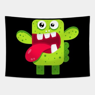 Funny green monster. Green cactus monster Tapestry