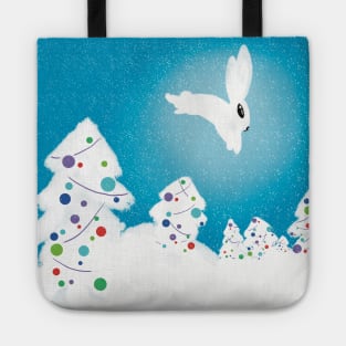 Christmas tree and rabbit Tote