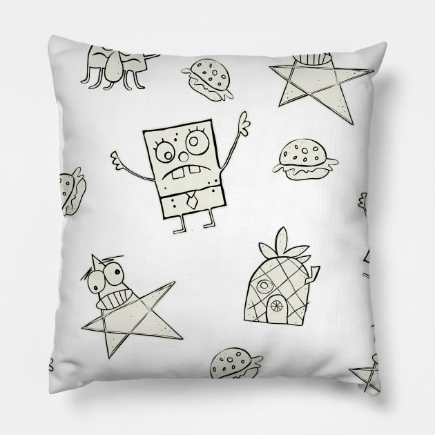 Doodle Bob Pattern Pillow by valentinahramov