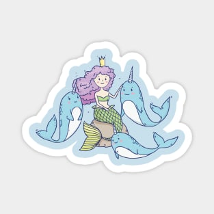 Fairy Little Mermaid and Narwhals Magnet