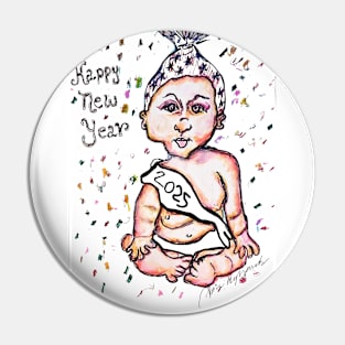 Happy Baby New Year 2025 Pin