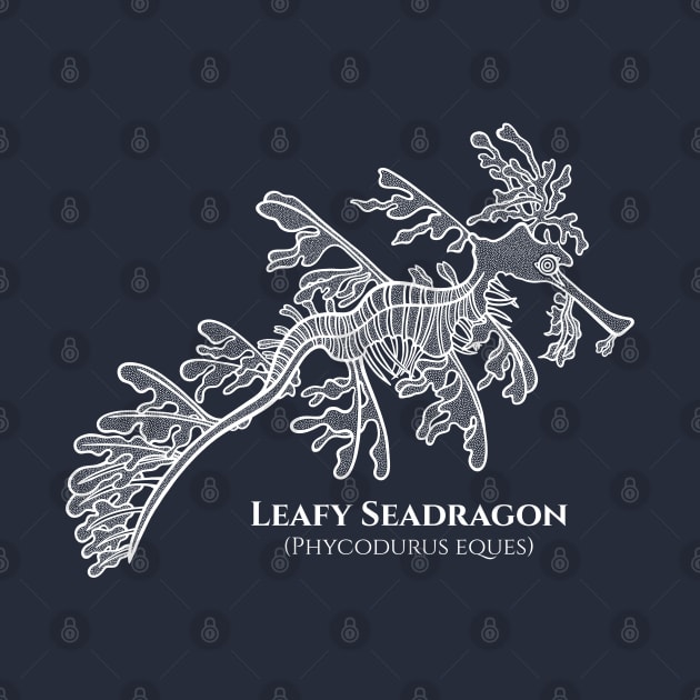 Leafy Seadragon with Common and Latin Names - ink art by Green Paladin