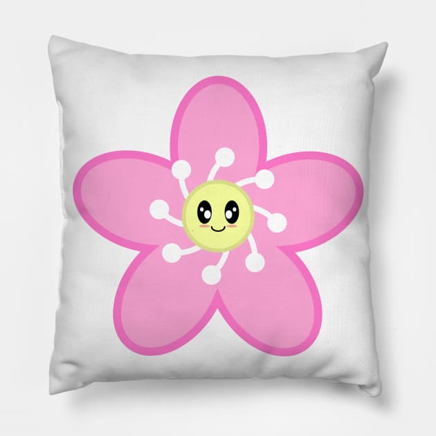 Cute Cherry Blossom Sakura Flower in White Pillow by Kelly Gigi