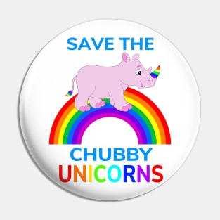 Save The Chubby Unicorns T-Shirt - Funny Rhino Tee For Kids Pin