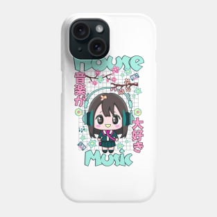 HOUSE MUSIC  - Cute Kawaii Character (teal/pink) Phone Case