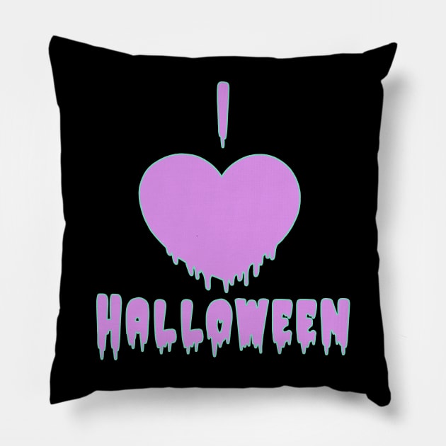 I Heart Halloween drip pastel goth kawaii love Pillow by xenotransplant