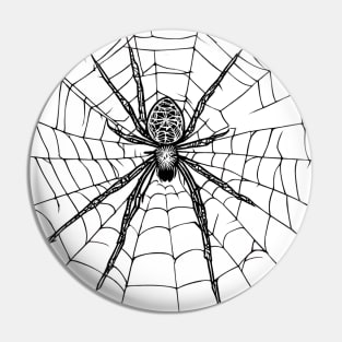 scary spider on a cobweb, halloween style Pin