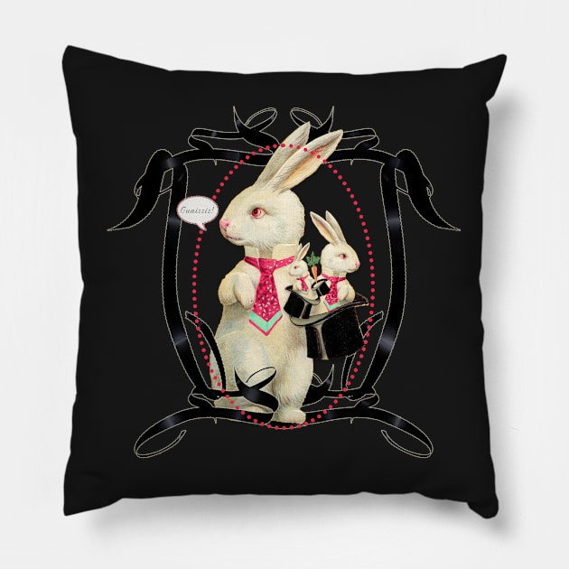 Three Magic Rabbits Pillow by 3vaN