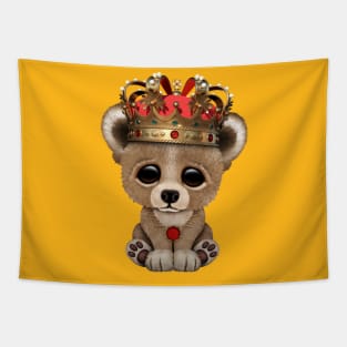 Cute Royal Bear Wearing Crown Tapestry