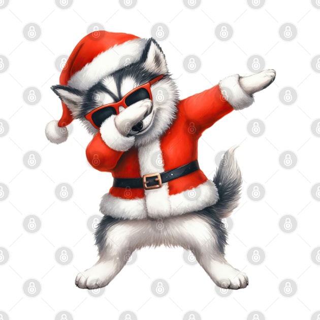 Christmas Siberian Husky Dog Dabbing Dance by Chromatic Fusion Studio