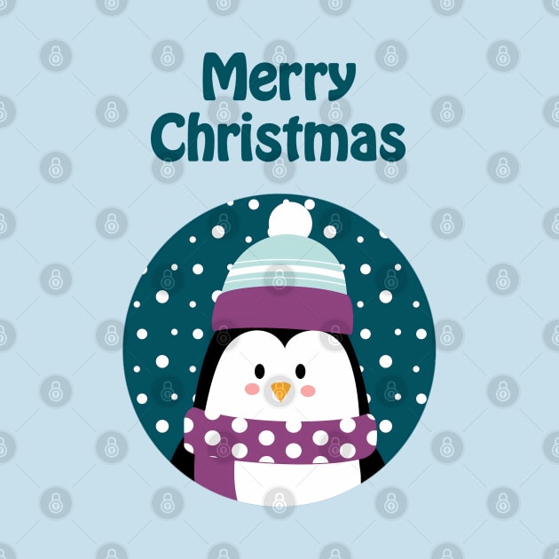 Cute penguin wishes merry Christmas by punderful_day