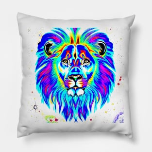 The Lion Blue Rainbow Pillow