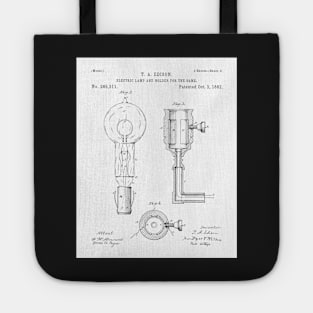 Light Bulb Patent - Edison Invention Industrial Design Art - White Tote