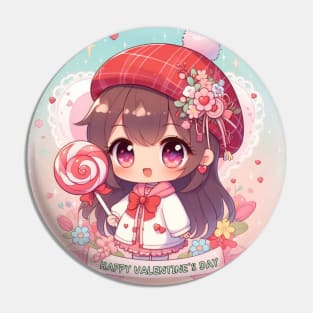 Kawaii Valentine's Day Girl Pin