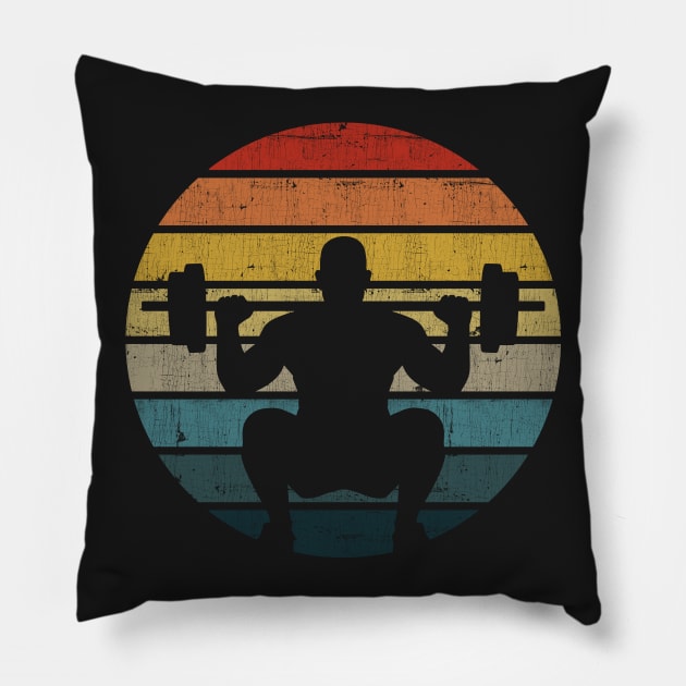 Squat Silhouette On A Distressed Retro Sunset print Pillow by theodoros20