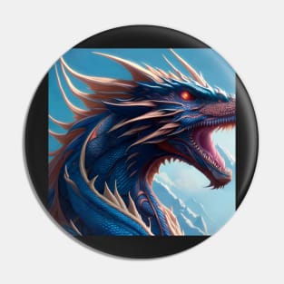 Ferocious Blue and White Horned Dragon Pin