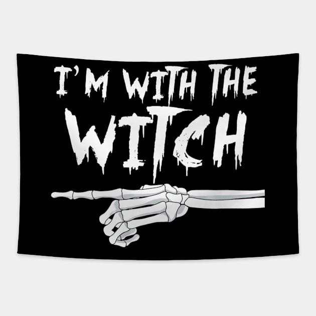 I'm with the witch funny Matching Halloween Couples Costume Tapestry by LaurieAndrew