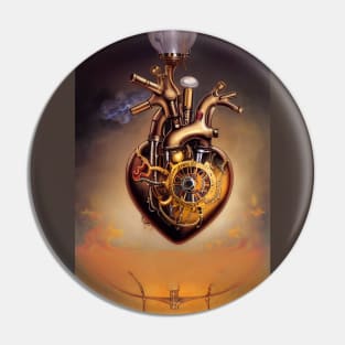 Steampunk mechanical heart Pin