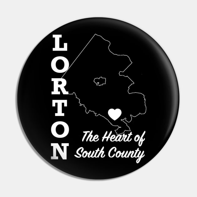 Lorton, Heart on the Map - White Pin by Swift Art