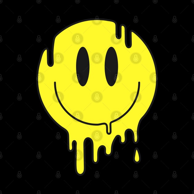 80s Melting Yellow Smile Funny Smiling Melted Dripping Face Cute by Peter smith